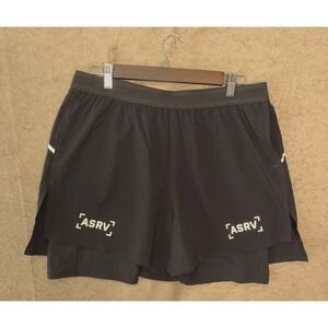 ASRV Aerotex Shorts Mens Sz L Black High Split Lined 4" Inseam Gym Athletic